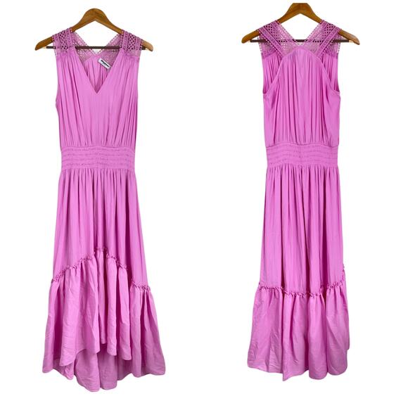 Ramy Brook NWT Samantha Dress Size XS Hi-Lo Asymmetrical Flounce Hem Smocked - Picture 3 of 9